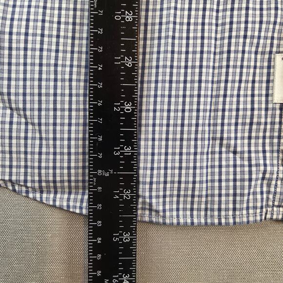 Peter Millar XL Button Up Shirt Cotton Blue White Check Short Sleeve - Picture 6 of 8